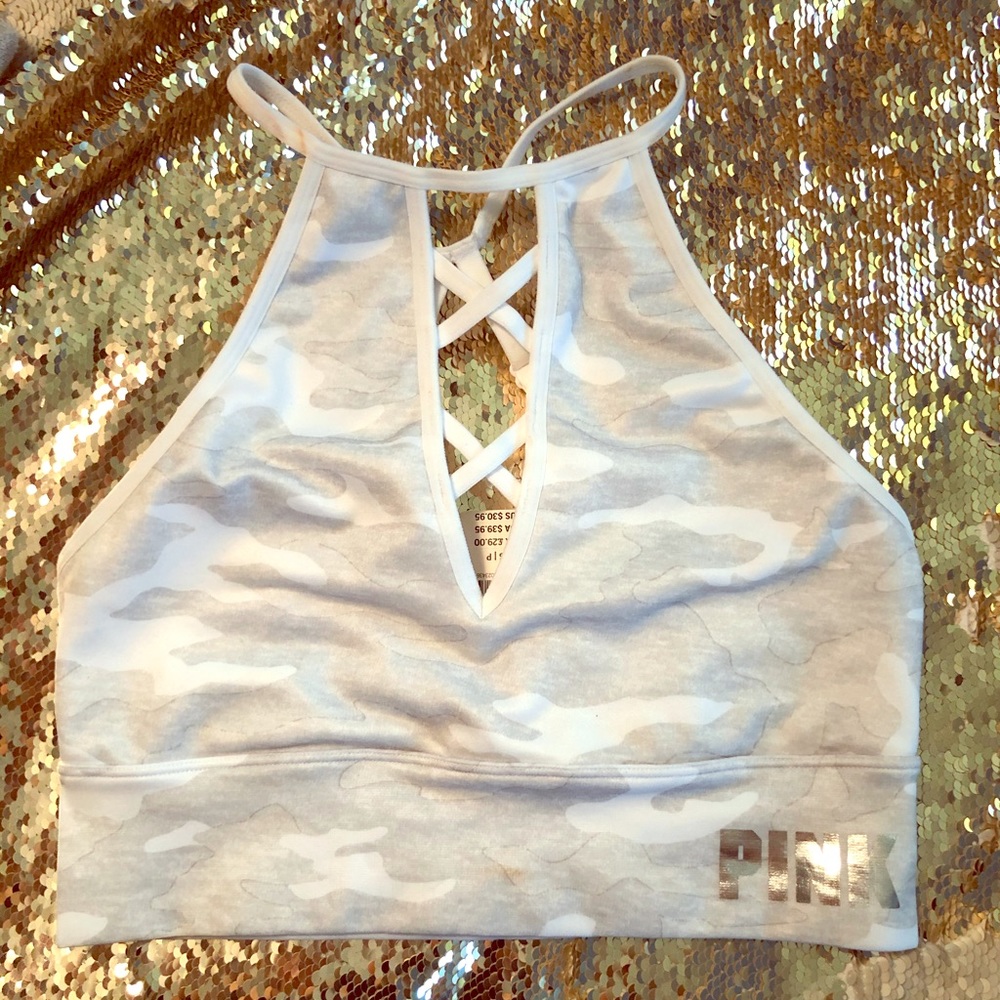 Pink camo sports bra